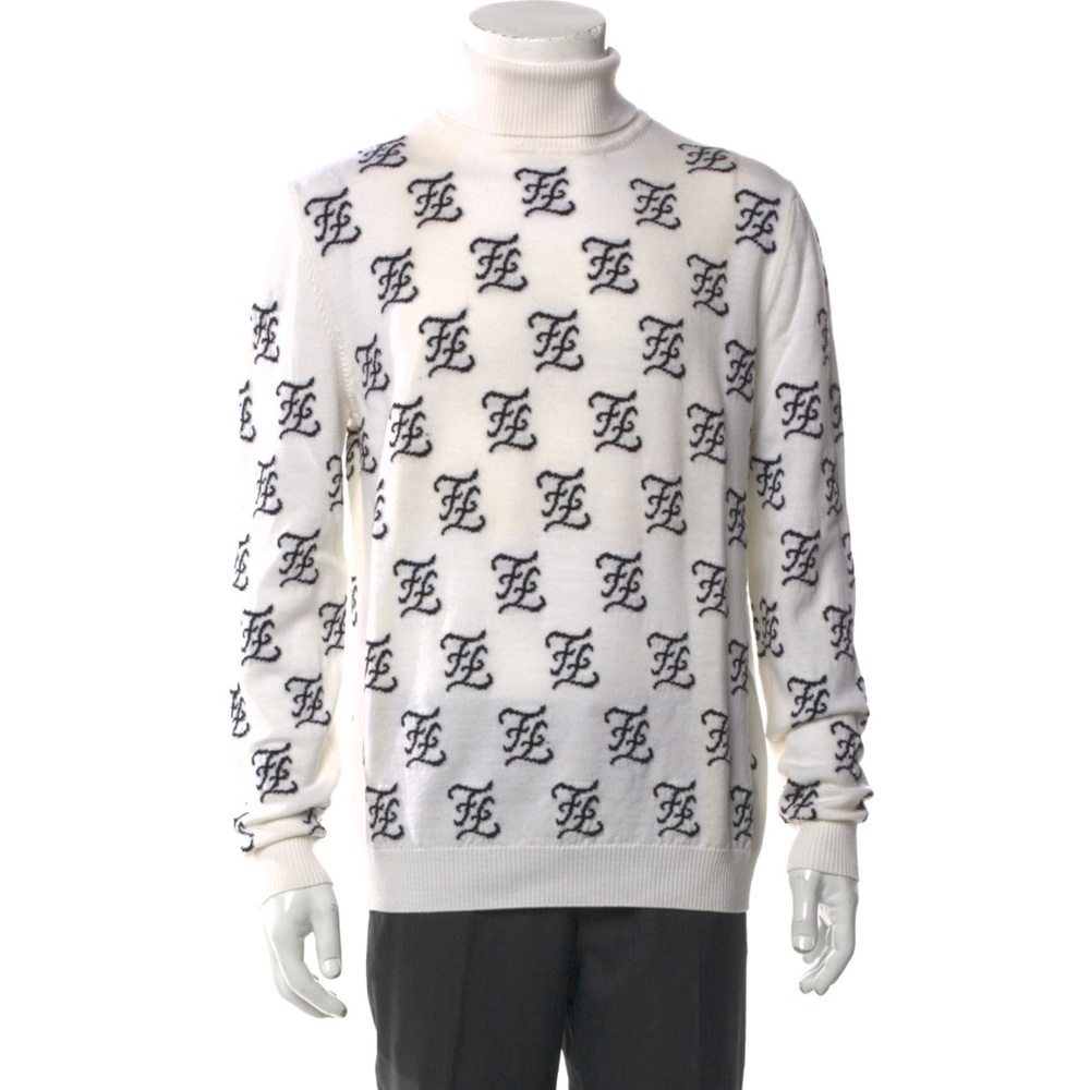 Fendi Logo-Jacquard Wool Rollneck Sweater
